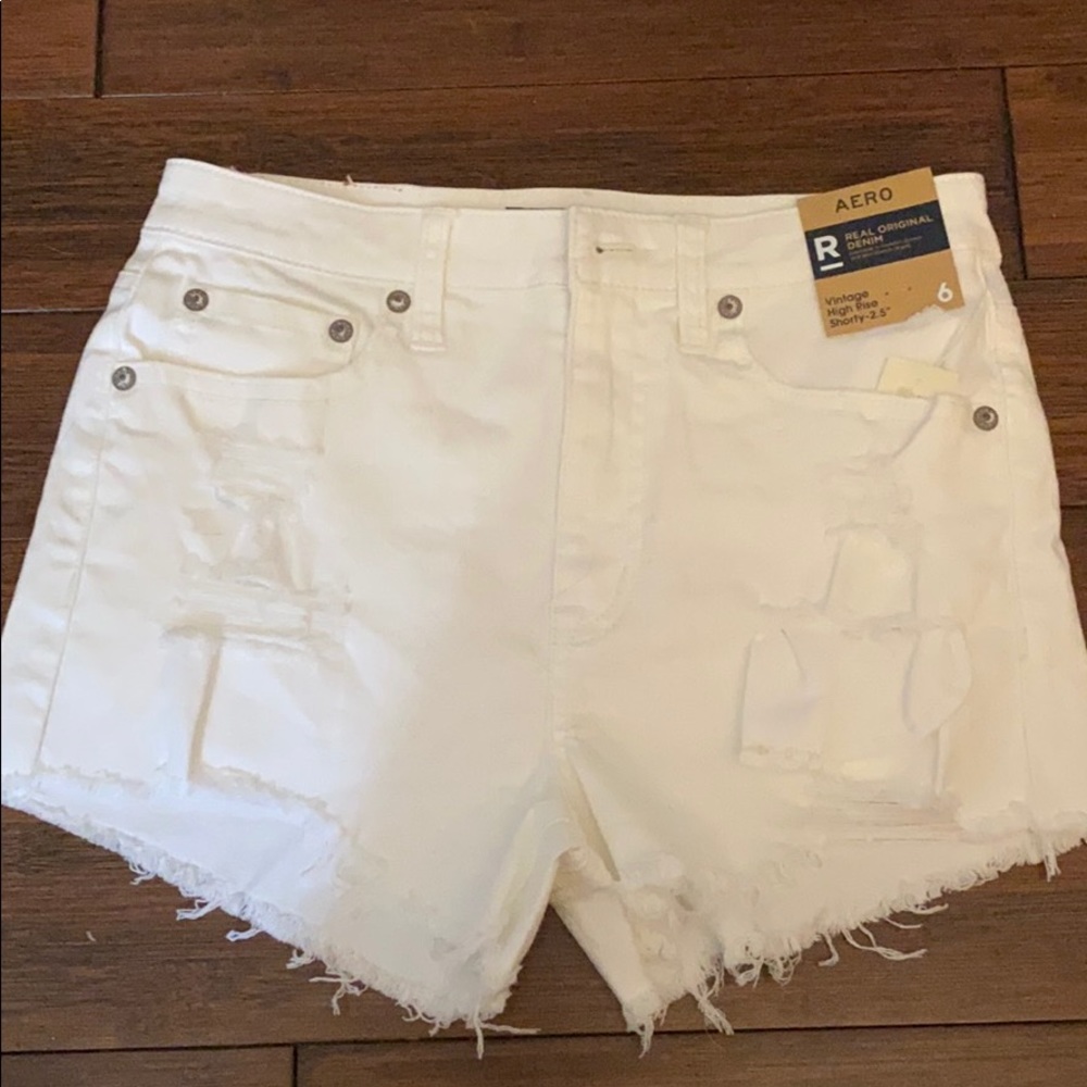 High waisted white jean shorts (6)